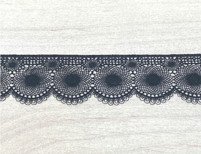 French Scalloped Lace 40mm Black