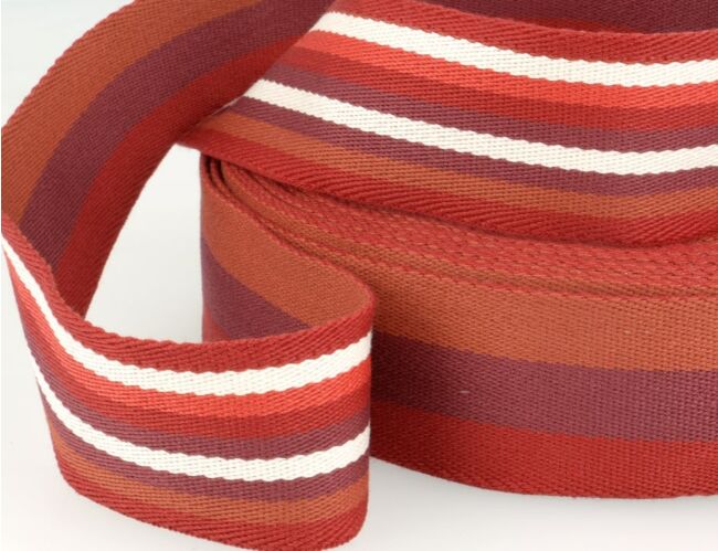 Double-Sided Striped Poly Webbing 1.5" Red/Wine