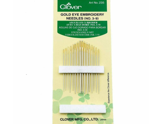 Clover Gold Eye Embroidery Hand Needles Sizes 3-9