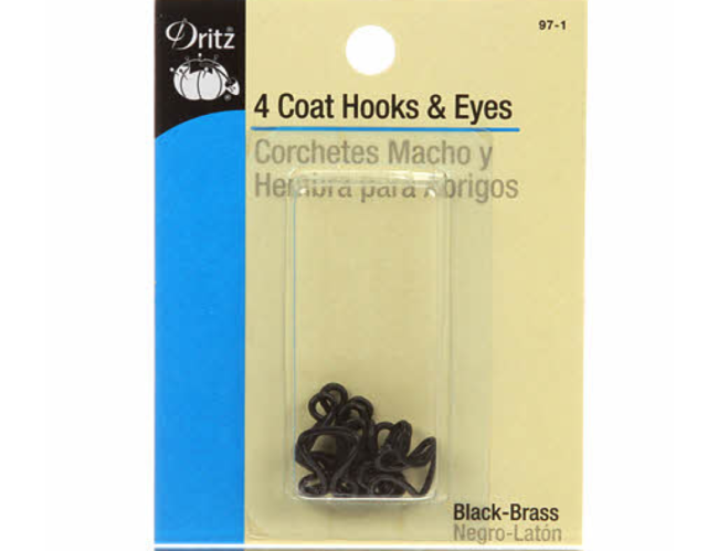 Dritz 4 Coat Hook & Eyes Black