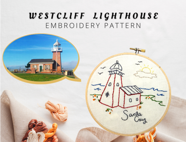 Santa Cruz Westcliff Lighthouse Embroidery PDF Pattern