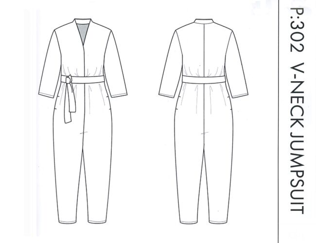 The Assembly Line V-Neck Jumpsuit Sewing Pattern | Harts Fabric