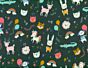 Party Animals Flannel Teal