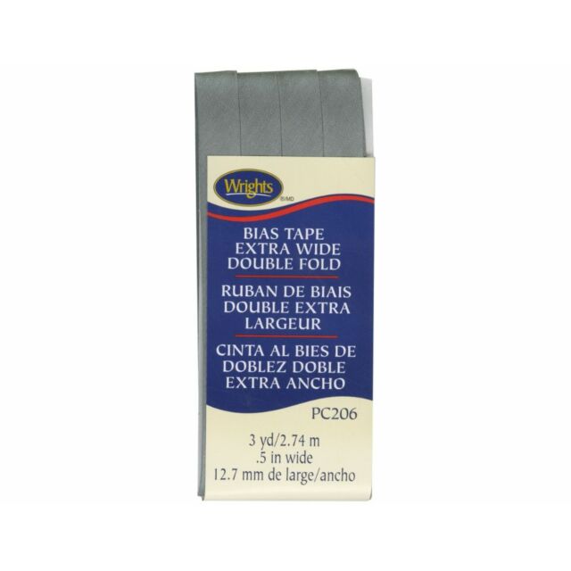 Wrights Extra Wide Double Fold Bias Tape 1/2" Grey
