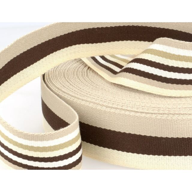 Double-Sided Striped Poly Webbing 1.5" Brown/Tan