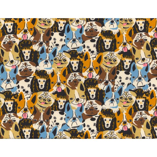 Dog Bulldog Fabric Kokka Japanese Canvas -  in 2023