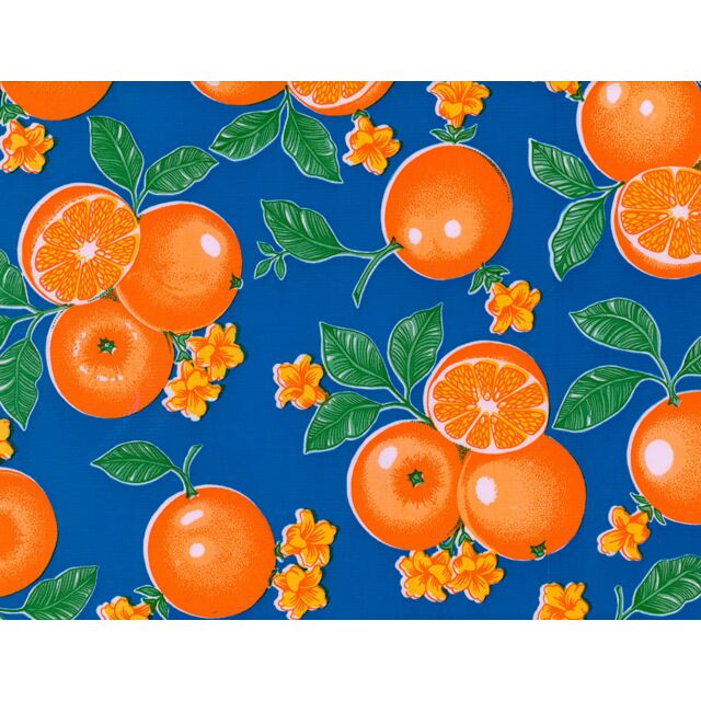 Oranges Oilcloth Blue