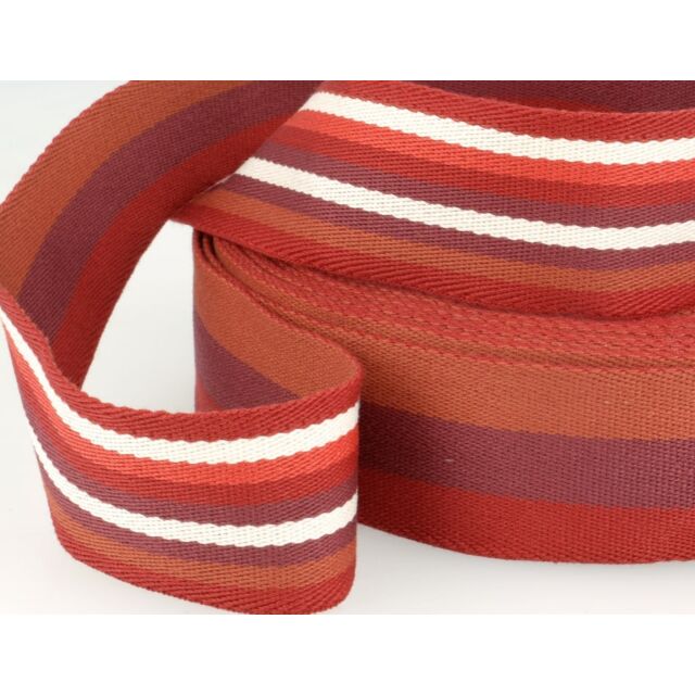 Double-Sided Striped Poly Webbing 1.5" Red/Wine