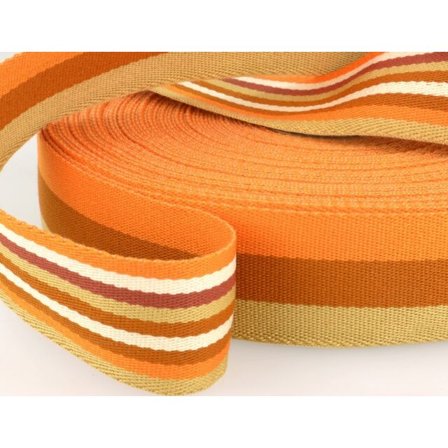 Double-Sided Striped Poly Webbing 1.5" Orange/Tan