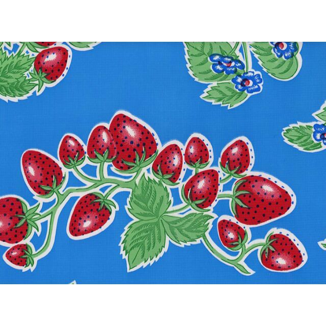 Strawberries Oilcloth Sky Blue
