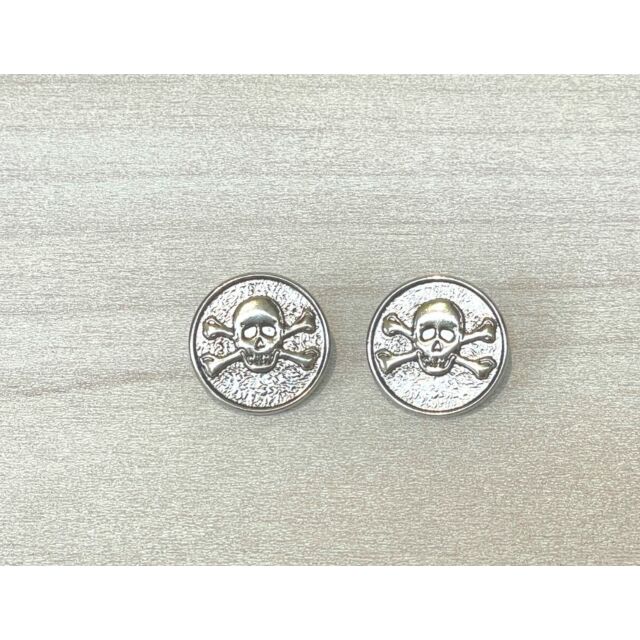 Metal Skull Buttons Silver 20mm