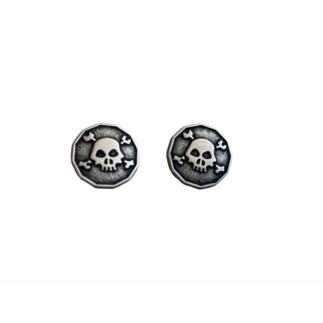 Metal Skull Buttons Antique Silver 20mm