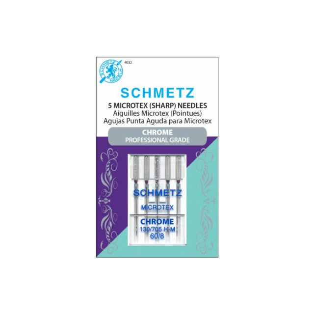 Chrome Microtex Sewing Machine Needles Size 8