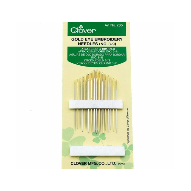 Clover Gold Eye Embroidery Hand Needles Sizes 3-9