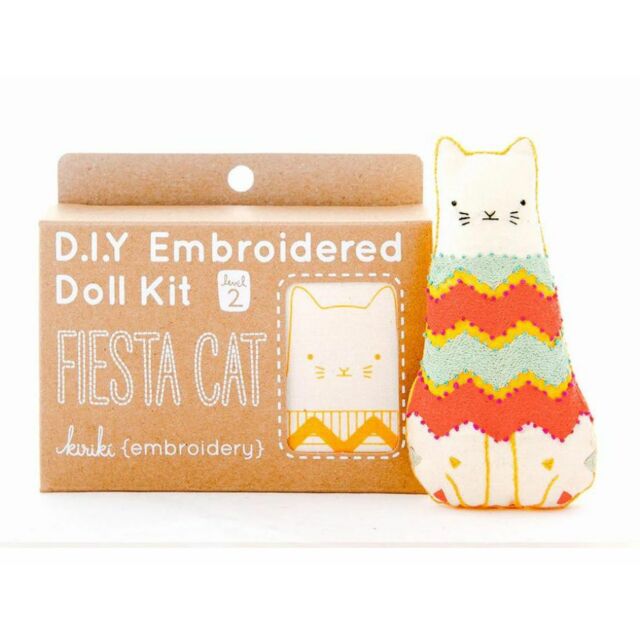 Kiriki Press Fiesta Cat Embroidered Doll Kit