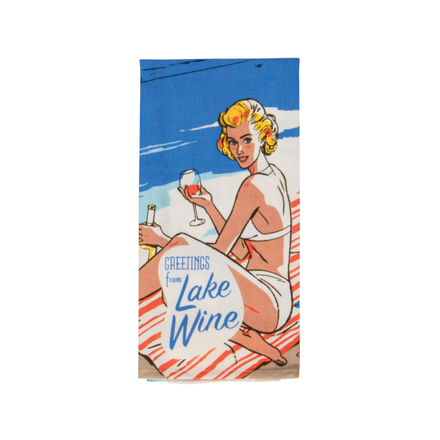 Greetings From Lake Wine Dish Towel
