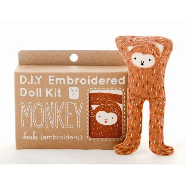 Monkey Embroidered Doll Kit