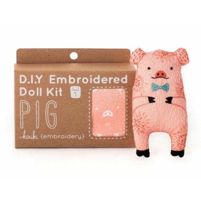 Pig Embroidered Doll Kit
