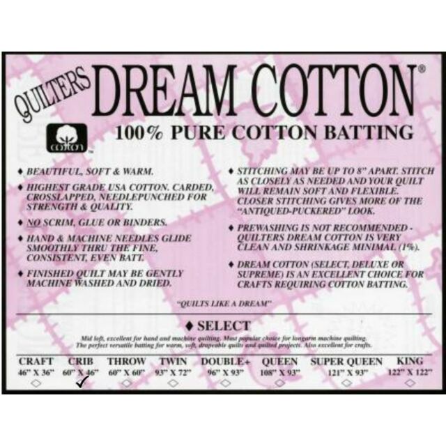 Quilters Dream Pure Cotton Batting Crib