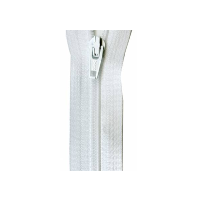 YKK White Coil Zipper 14"