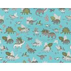 Dino Doodles Flannel Turquoise