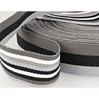 Double-Sided Striped Poly Webbing 1.5" Black/Grey