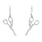 Stork Scissor Earrings Silver Tone