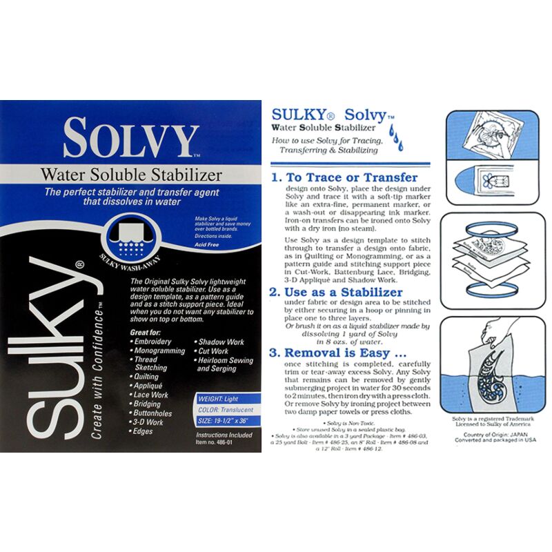 Solvy Wash-Away Fabric Stabilizer 486-01 - 19.5 x 36