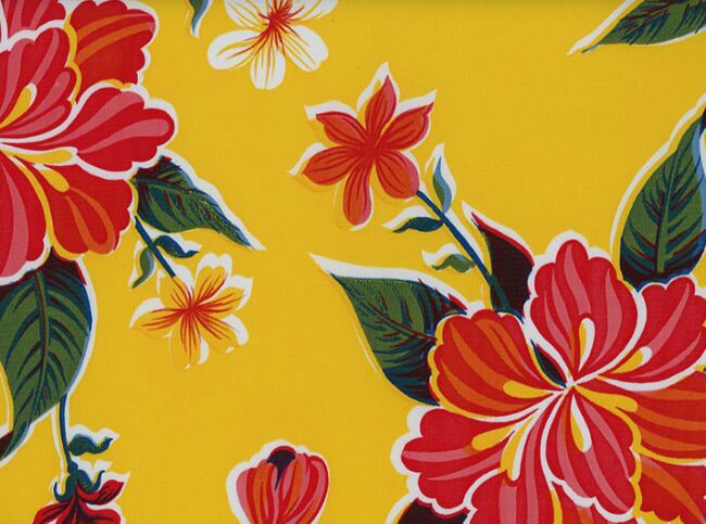 Hibiscus Oilcloth Yellow