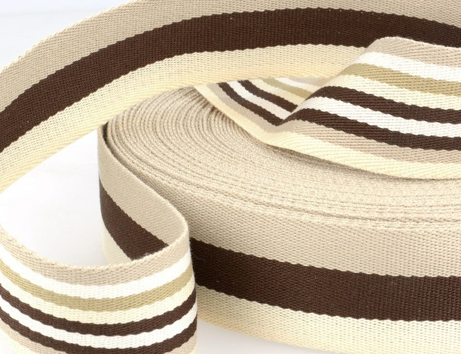 Double-Sided Striped Poly Webbing 1.5 Brown/Tan