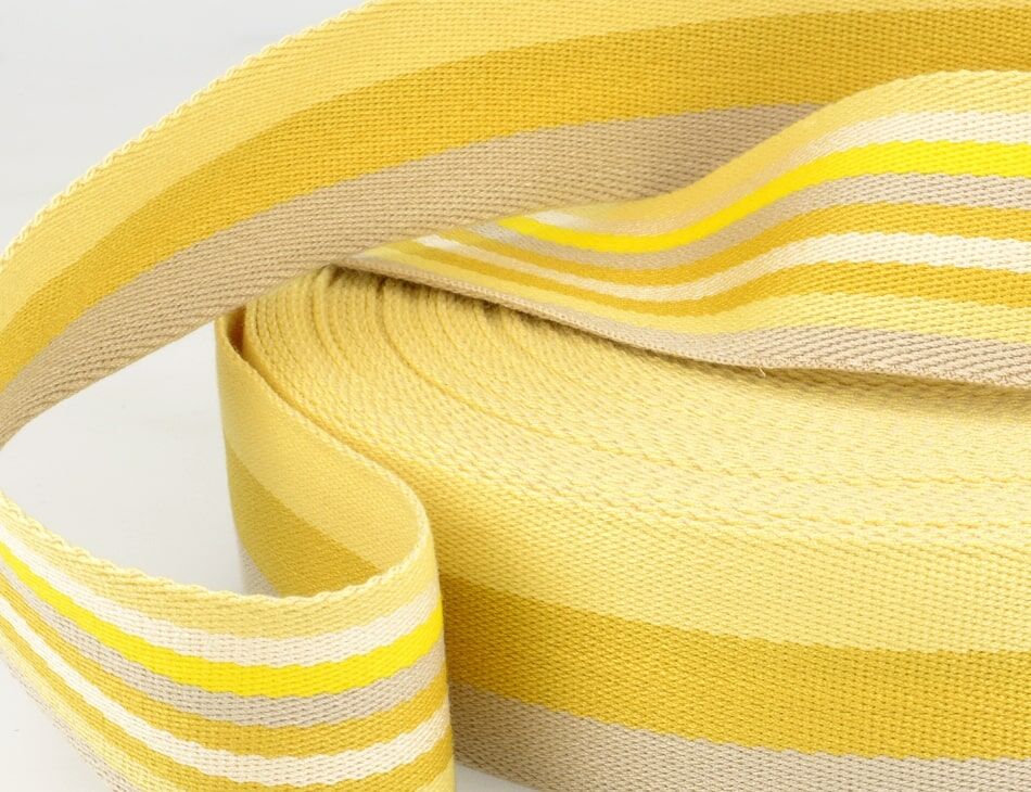 Double-Sided Striped Poly Webbing 1.5 Yellow