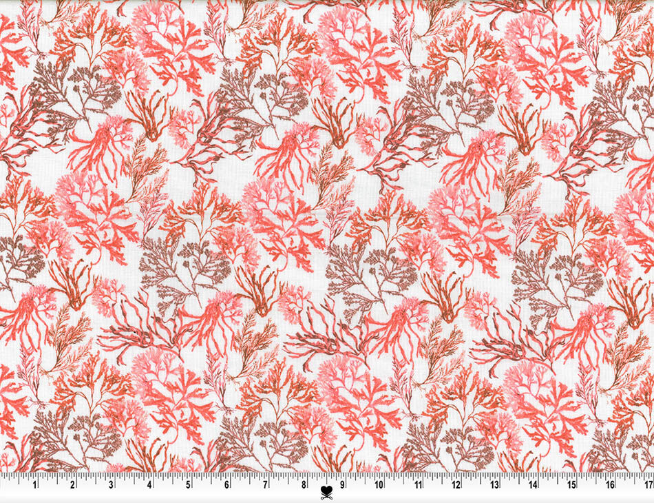 Coral Garden Red Harts Fabric