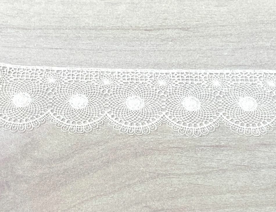 French Scalloped Lace 40mm White | Harts Fabric