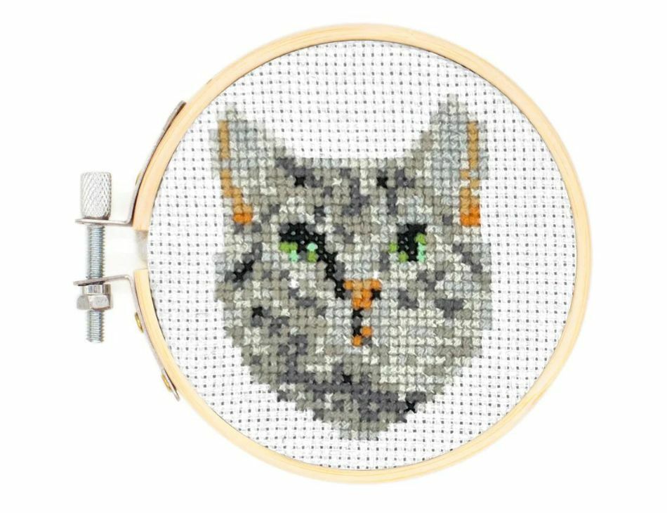 3 Type Mini Cat Needle Felting Kits with Frame for Beginner, DIY