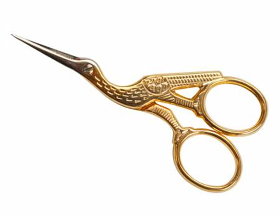 Gingher Stork Embroidery Scissors and Leather Sheath - 3.5 Craft Scissors  for Fabric, Thread, and Needlework Yarn Cutting - Gold