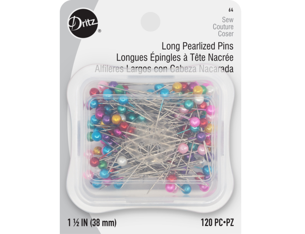 Dritz Long Pearlized Sewing Pins Multicolor | Harts Fabric