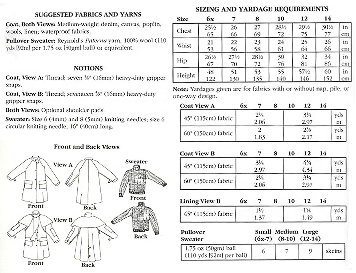 Folkwear Child's Australian Drover Coat Sewing Pattern #138