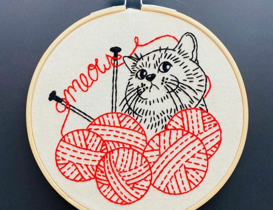 Knitten Kitten Embroidery Kit | Harts Fabric