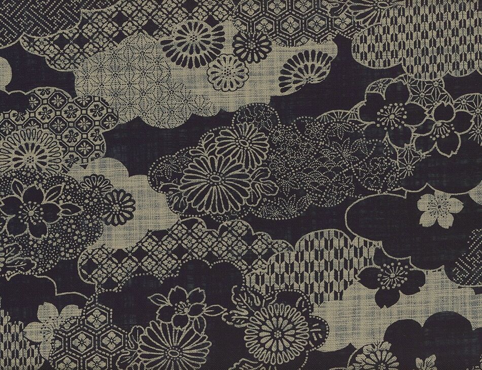 Sevenberry Nara Homespun Cloud Floral Quilting Cotton Indigo | Harts Fabric