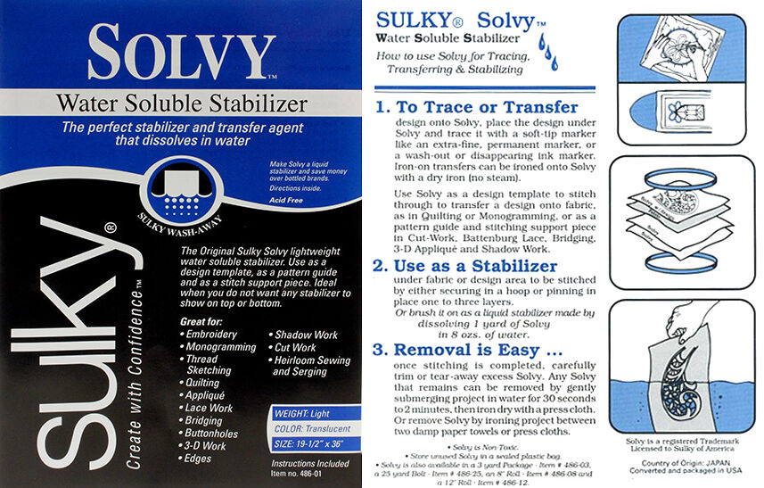 Sulky Solvy Water-Soluble Stabilizer - 19.75in x 36in