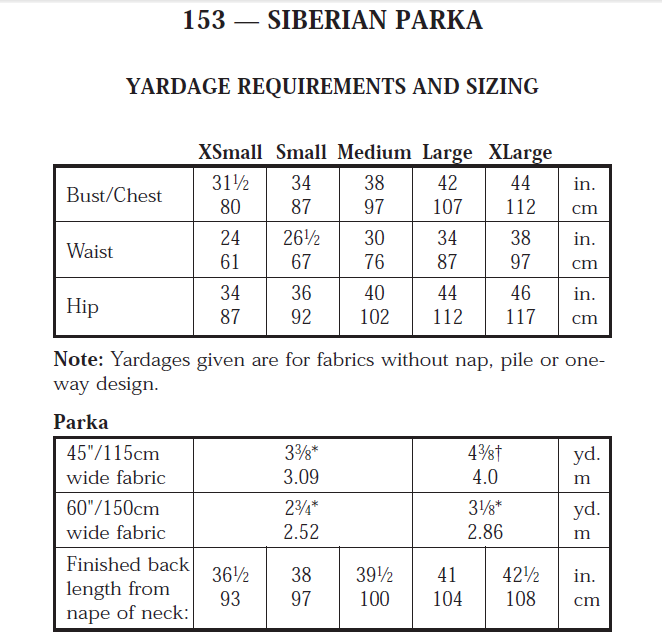 Folkwear #153 - Siberian Parka | Harts Fabric