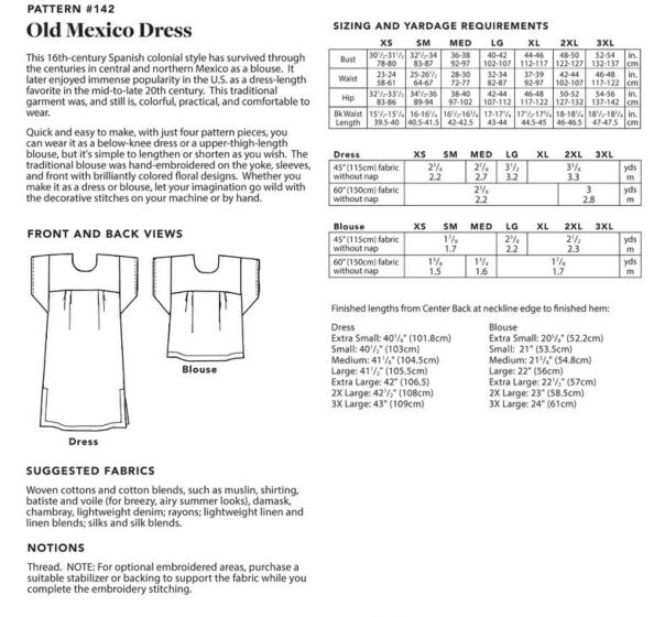 Folkwear Pattern #142 - Old Mexico Dress